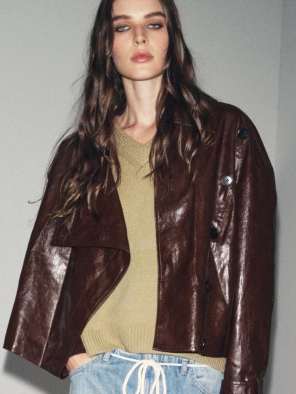 Zara Faux Leather Asymmetric Jacket Size Small